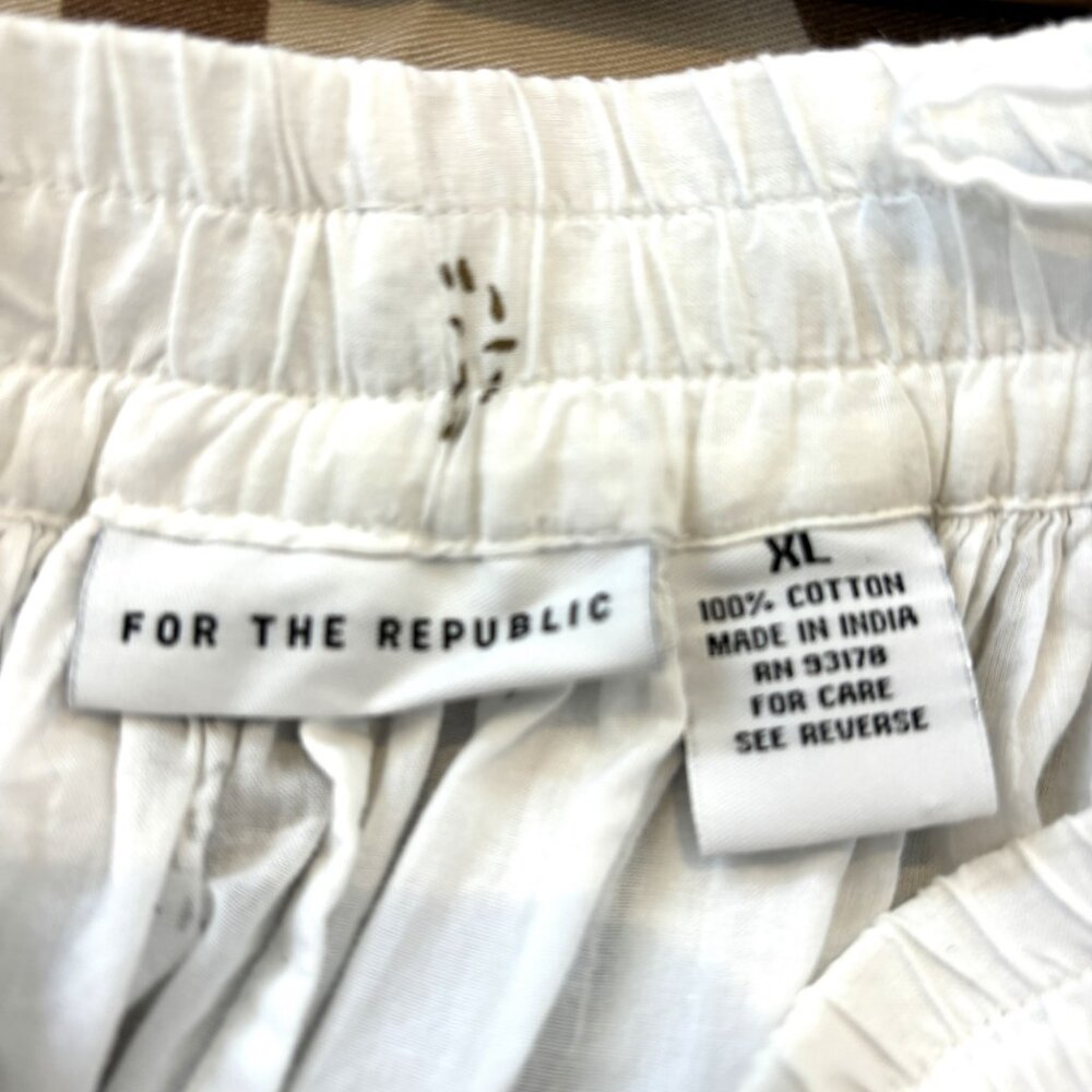 For the Republic White Gold Paisley 100% Cotton Gathered Midi Skirt sz XL - Picture 8 of 12